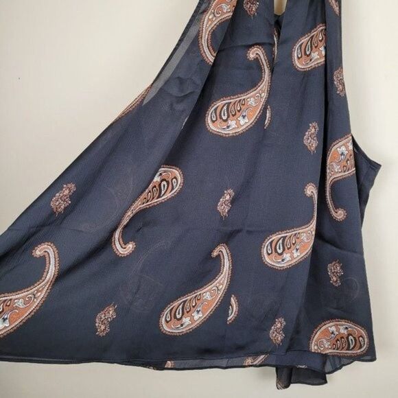 Ryegrass Black Sleeveless Blouse Paisley Print Back Scarf Tie Neck Size 2X NWT - Picture 7 of 11